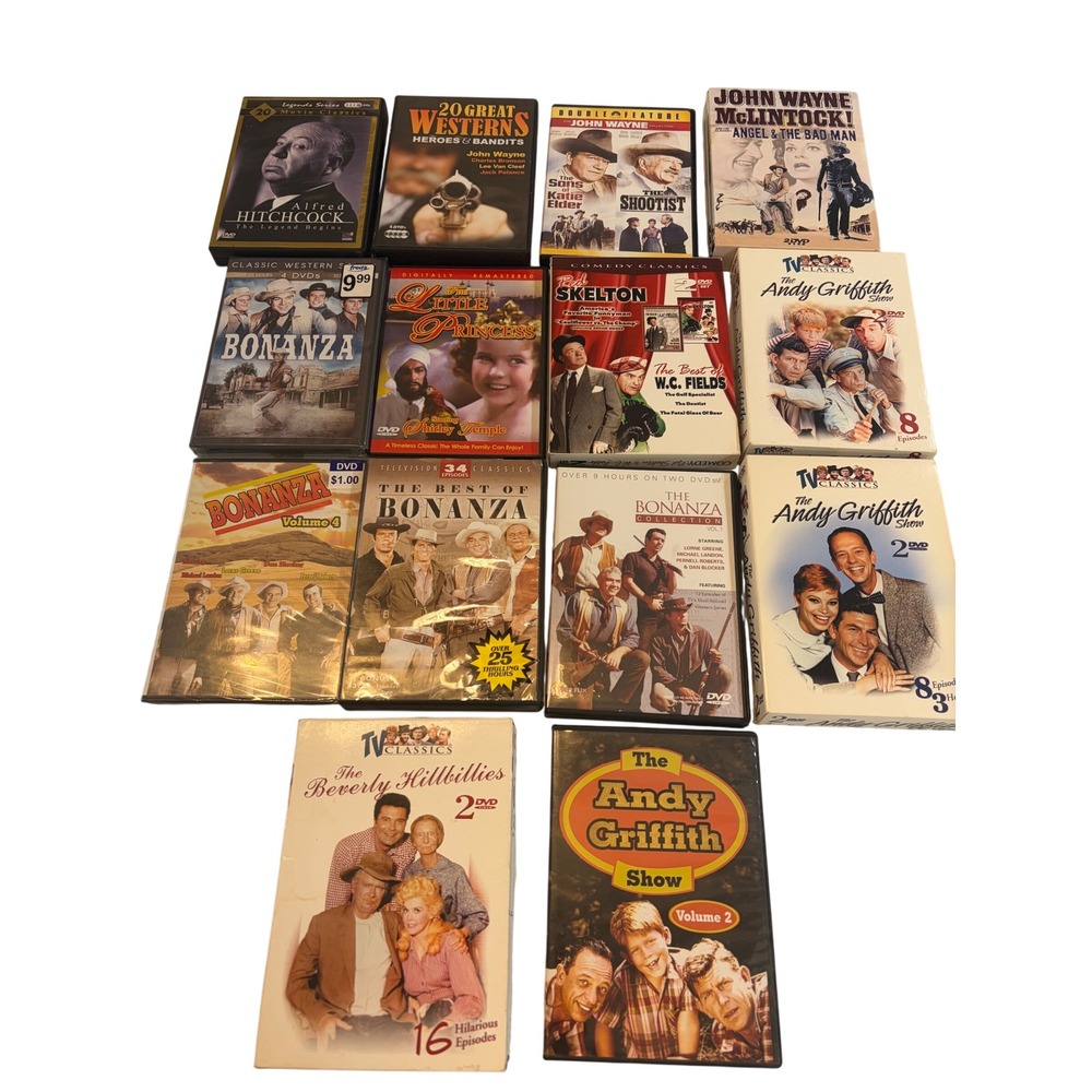 Classic TV Western DVD Lot Andy Griffith Bonanza John Wayne Hitchcock 14 Cases
